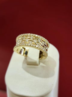 1.41 Carat Lab-Grown Diamond Multi-Row Statement Band Ring 14K Yellow Gold