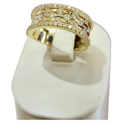 1.41 Carat Lab-Grown Diamond Multi-Row Statement Band Ring 14K Yellow Gold