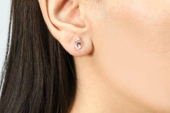 1,41 Karat Morganit Ovalschliff und Diamant 10K Roségold Ohrstecker