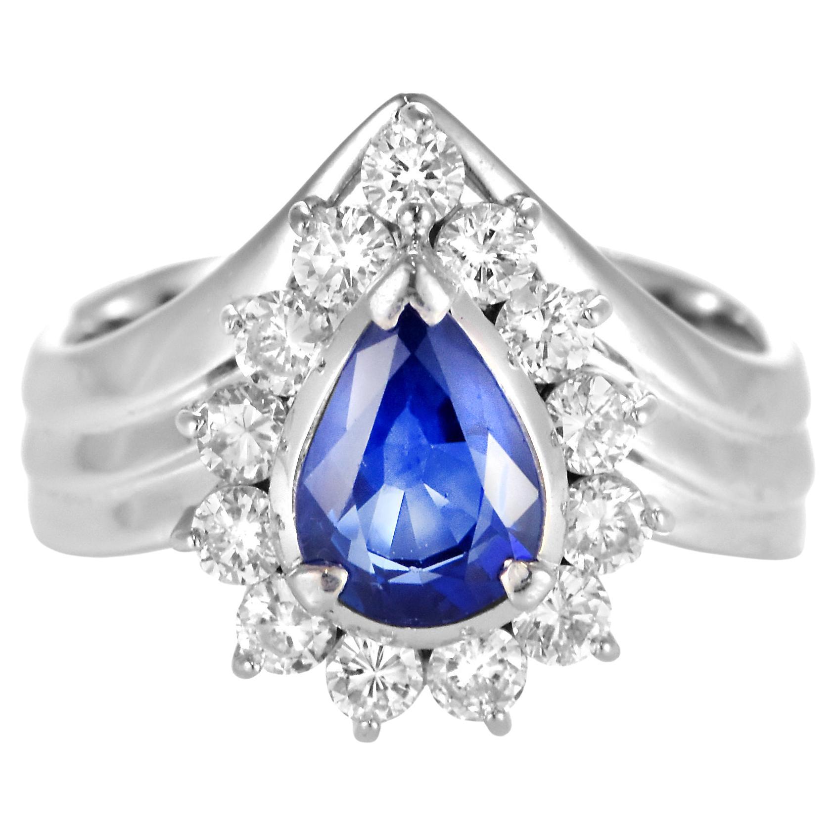 Anello con zaffiro naturale e diamante da 1,41 carati realizzato in platino