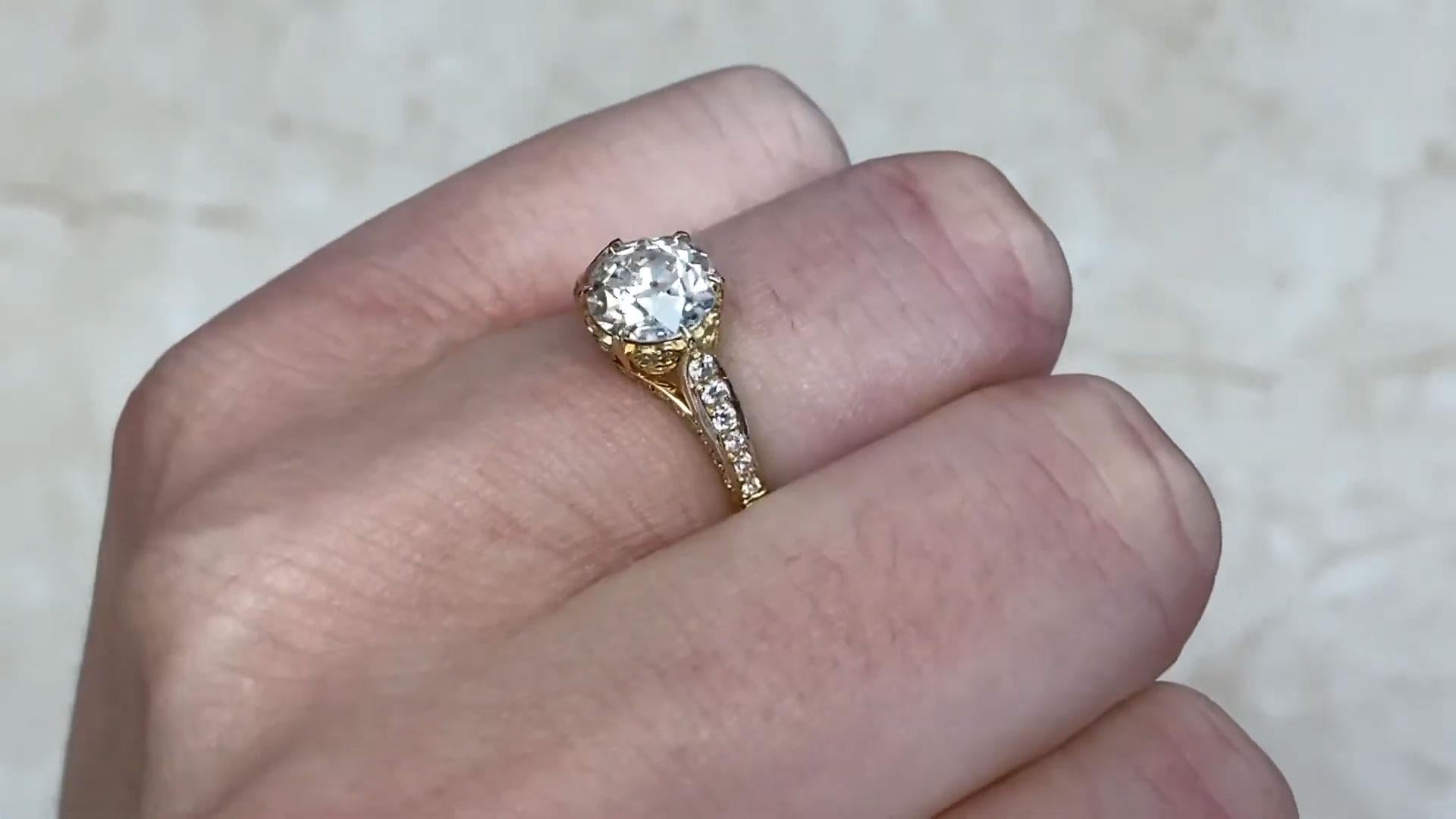 Verlobungsring mit altem europäischem Diamantschliff (ca. 1,40 Karat), 18k Gelbgold (Art déco) im Angebot