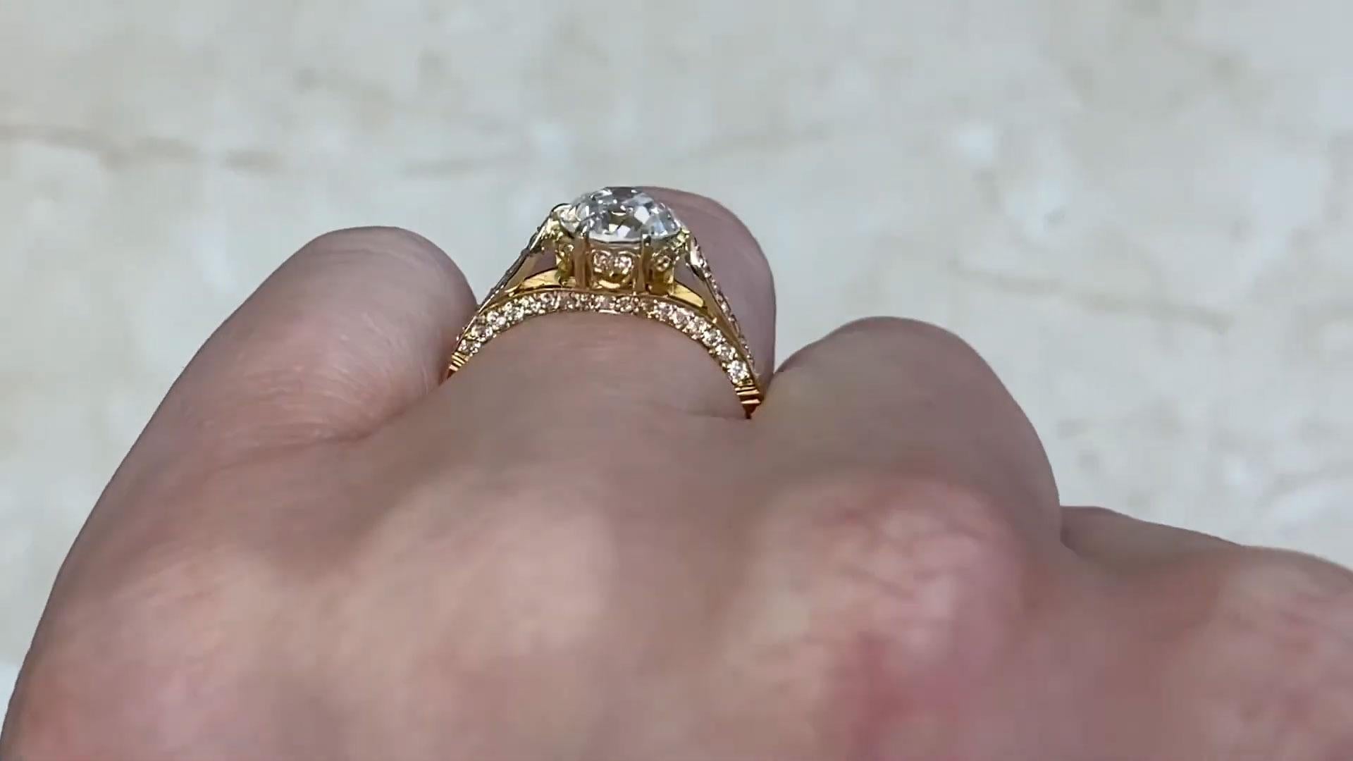 Verlobungsring mit altem europäischem Diamantschliff (ca. 1,40 Karat), 18k Gelbgold (Alteuropäischer Schliff) im Angebot