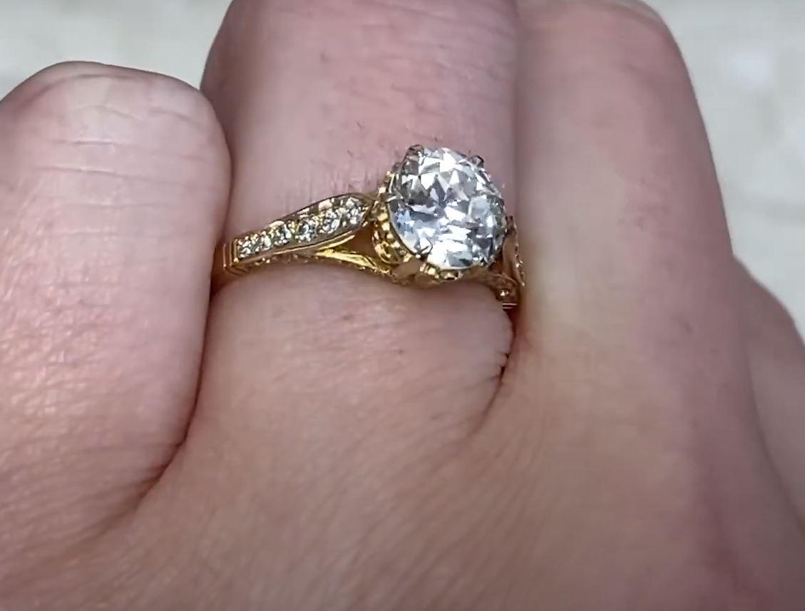 1.41 Carat Old-Euro Cut Diamond Engagement Ring, VS1 Clarity, 18k Yellow Gold In Excellent Condition In New York, NY