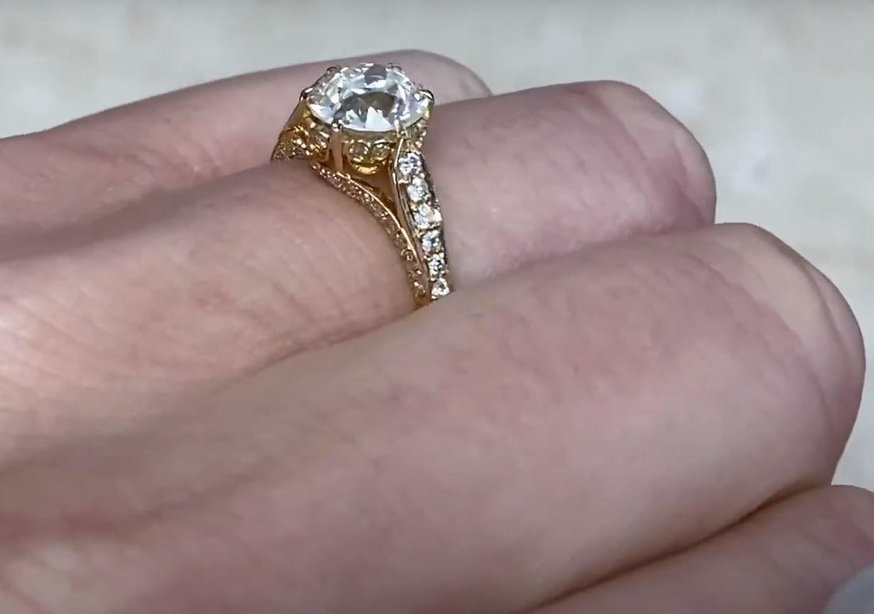 Women's 1.41 Carat Old-Euro Cut Diamond Engagement Ring, VS1 Clarity, 18k Yellow Gold