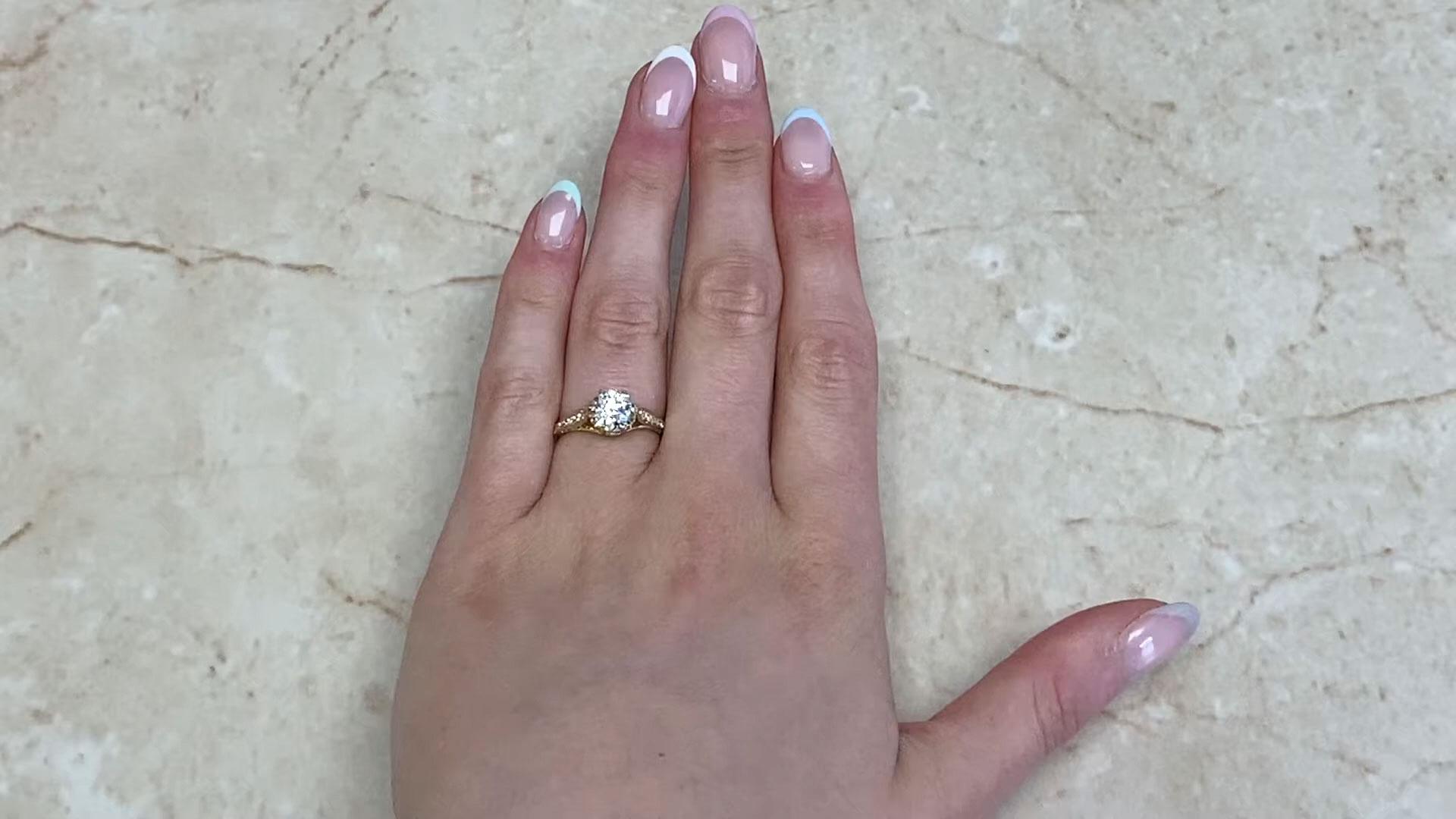 Verlobungsring mit altem europäischem Diamantschliff (ca. 1,40 Karat), 18k Gelbgold Damen im Angebot