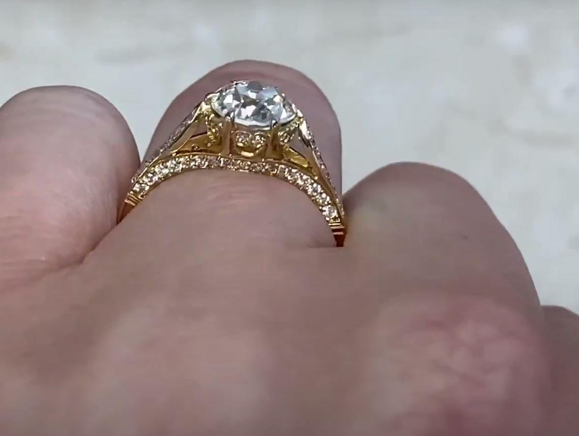 1.41 Carat Old-Euro Cut Diamond Engagement Ring, VS1 Clarity, 18k Yellow Gold 1