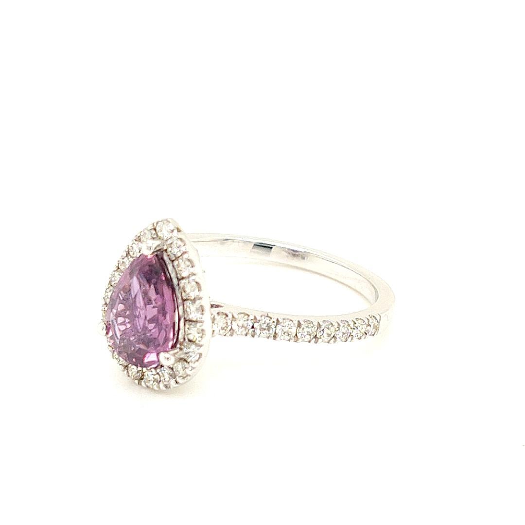 Victorian Style 1.41 Carat Pear Shape Unheated Purple Sapphire Ring in 14k Gold 6