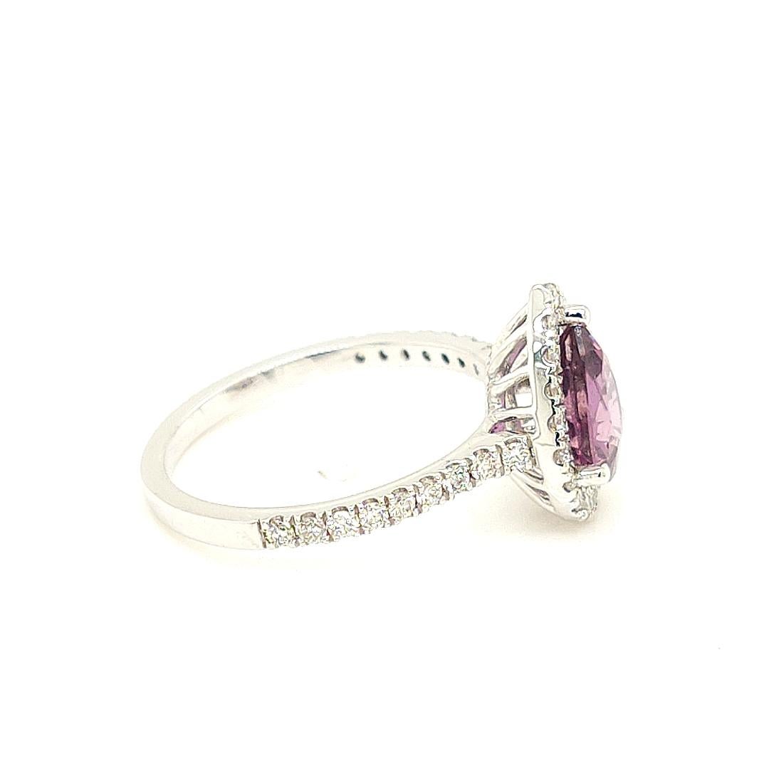 Victorian Style 1.41 Carat Pear Shape Unheated Purple Sapphire Ring in 14k Gold 7