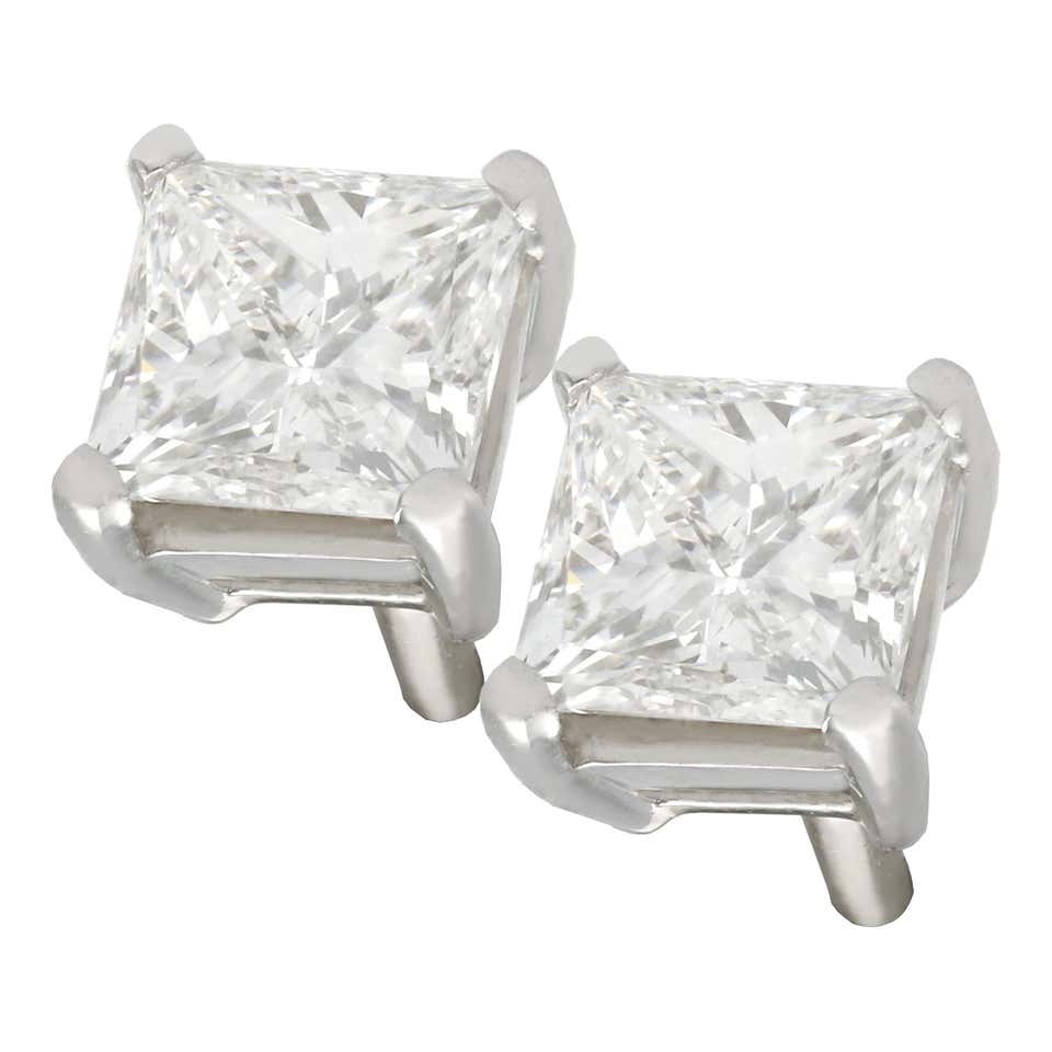2 carat princess cut black diamond earrings Clearance