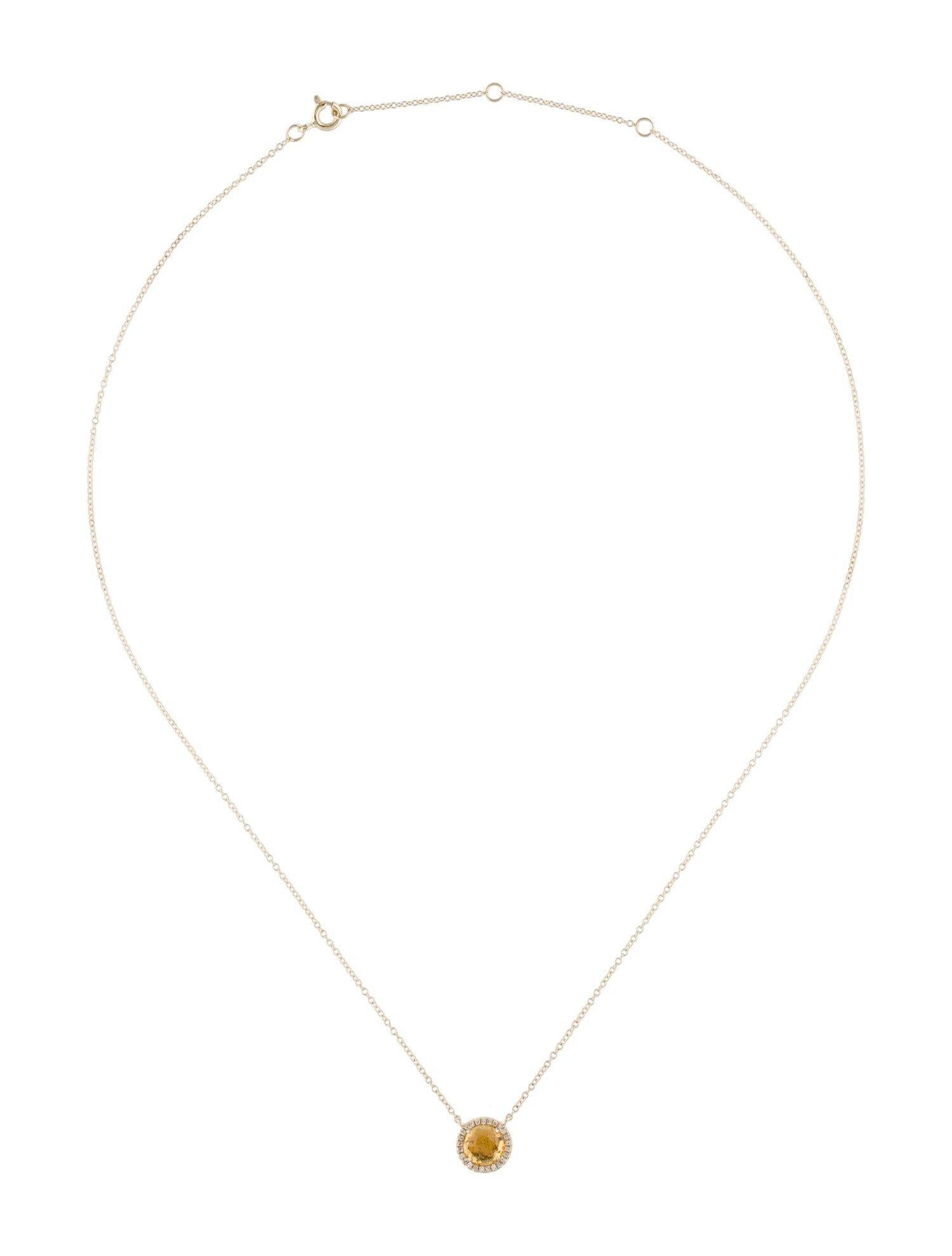 1,41 Karat runder Citrin & Diamant Gelbgold Anhänger Halskette  im Zustand „Neu“ im Angebot in Great Neck, NY