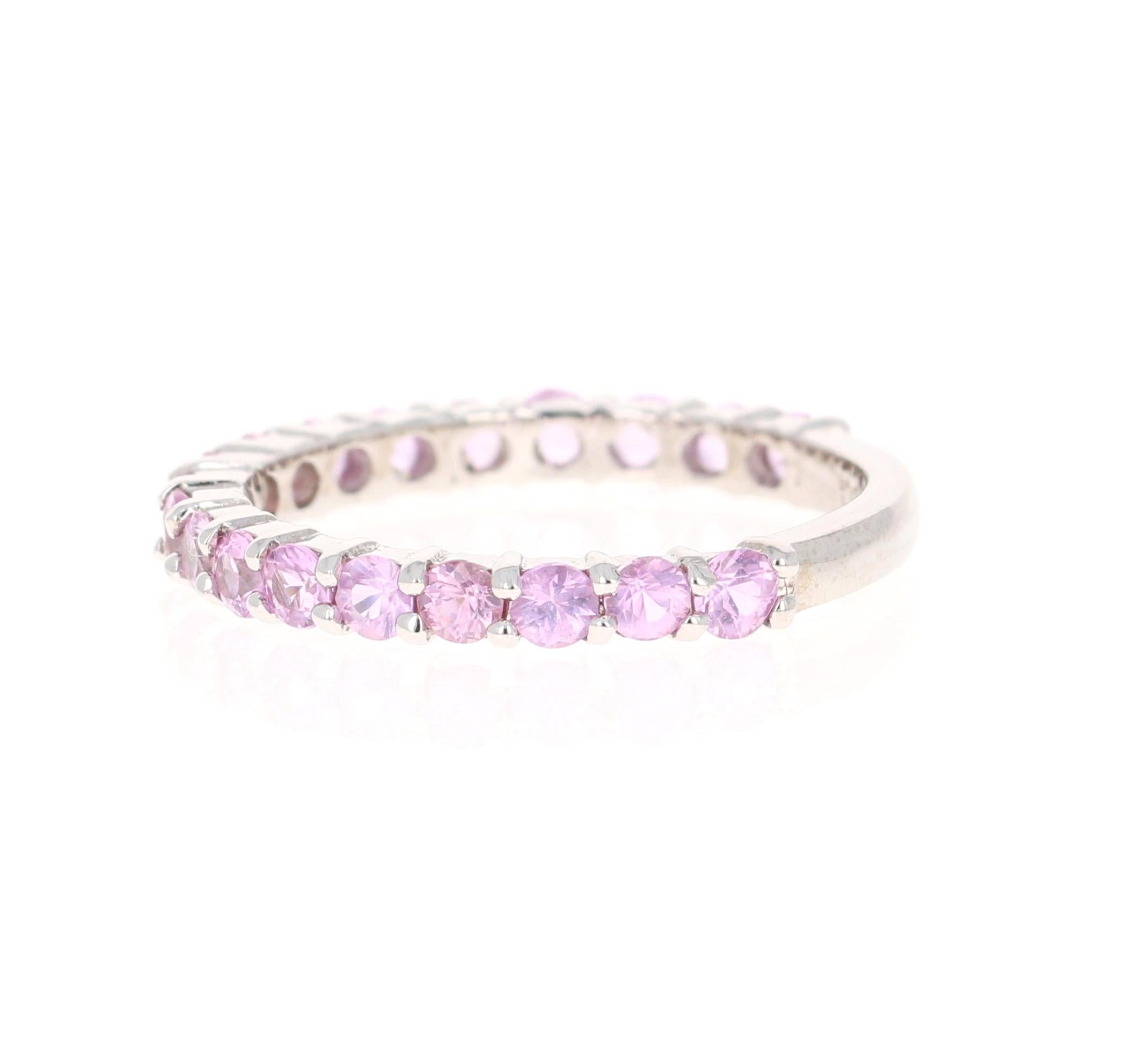Contemporary 1.41 Carat Pink Sapphire White Gold Band For Sale