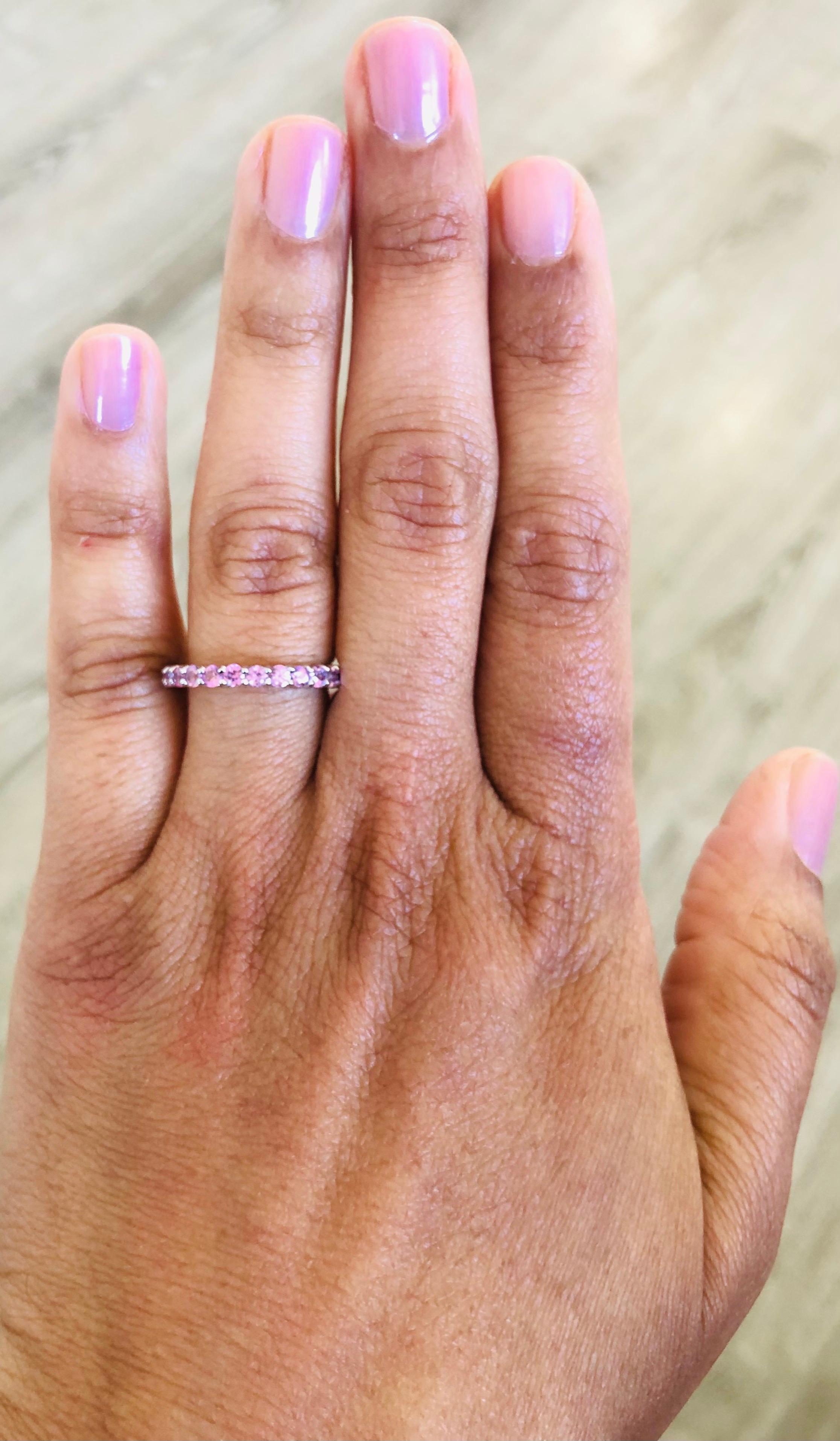 1.41 Carat Pink Sapphire White Gold Band In New Condition For Sale In Los Angeles, CA