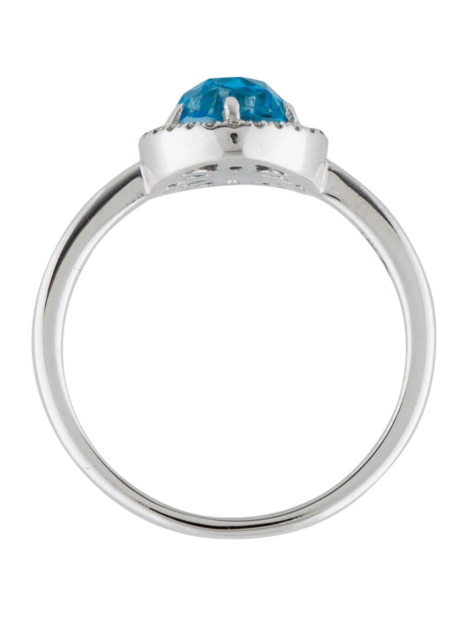 Women's 1.41 Carat Round Swiss Blue Topaz & Diamond White Gold Ring For Sale