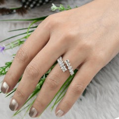 1.41 Carat Natural Diamond Mixed Shape Band 14K White Gold Engagement Ring
