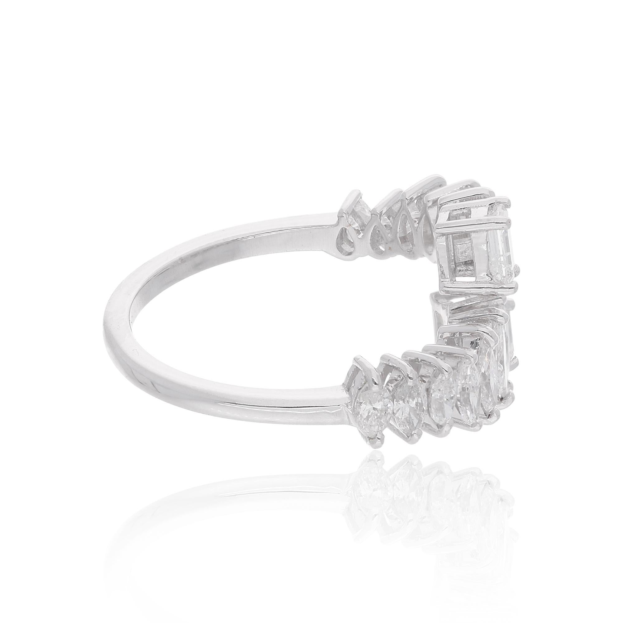 For Sale:  1.41 Carat SI/HI Pear Marquise & Emerald Cut Diamond Ring 18 Karat White Gold 2