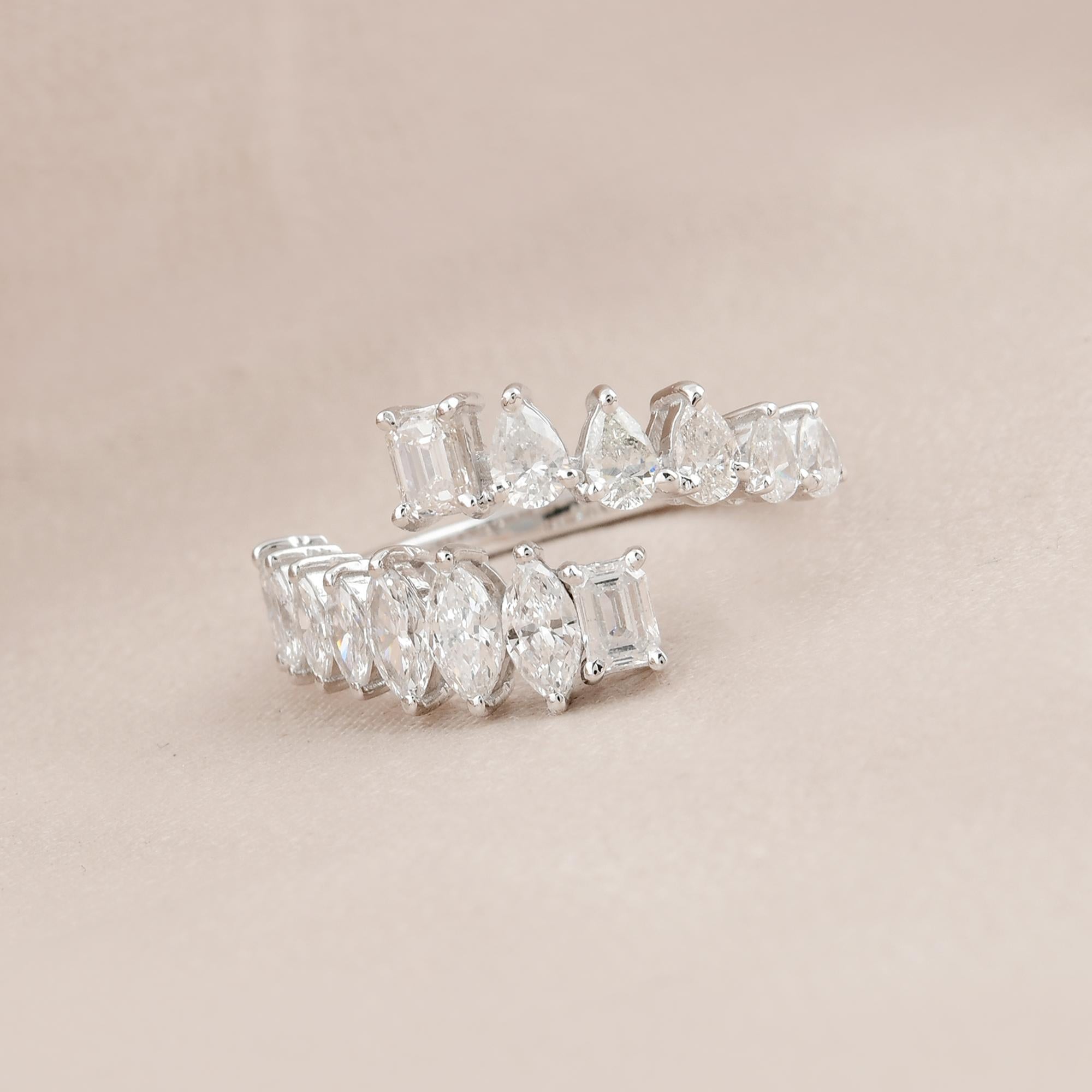 En vente :  Bague en or blanc 18 carats SI/HI, poire, marquise et diamant taille émeraude 1,41 carat 3