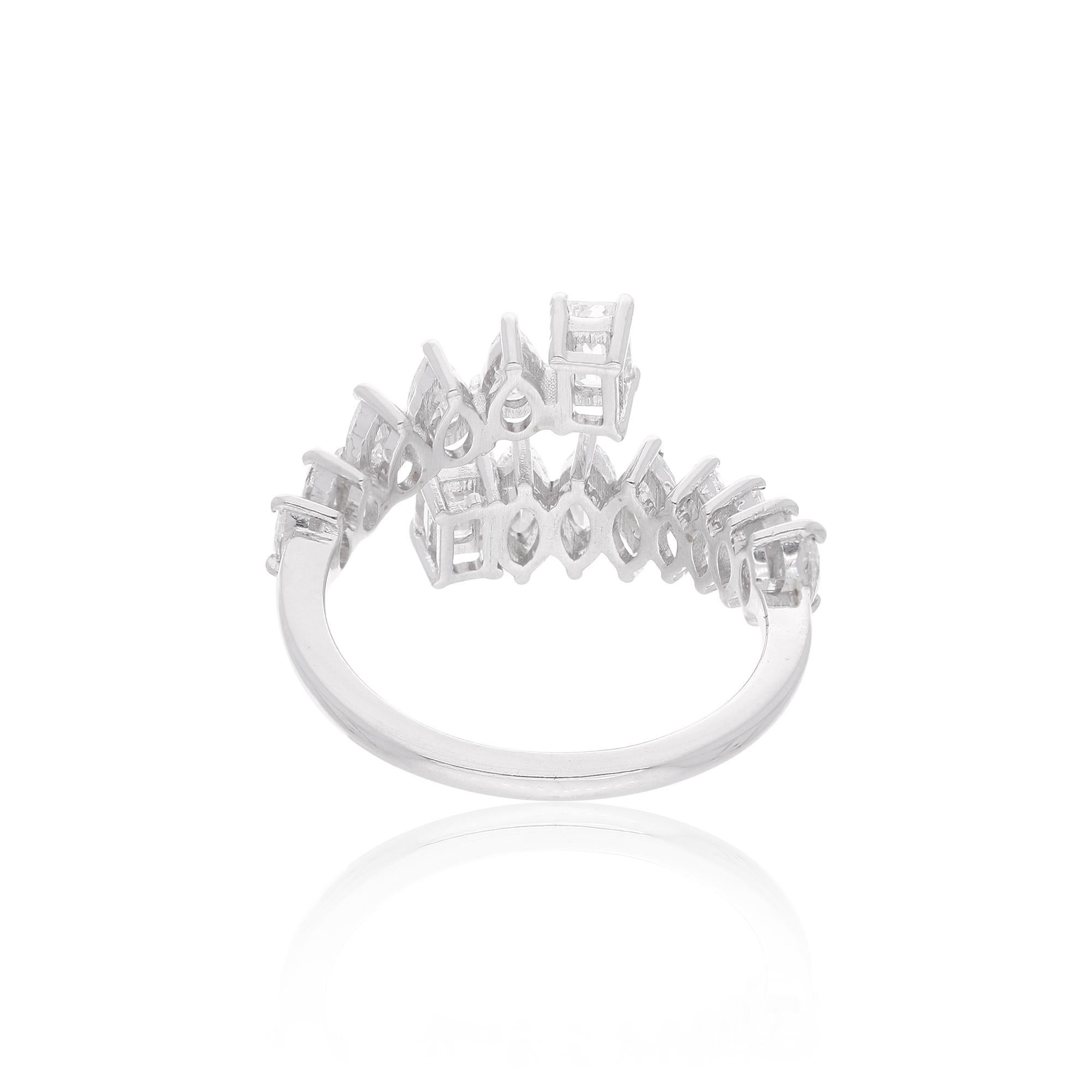 En vente :  Bague en or blanc 18 carats SI/HI, poire, marquise et diamant taille émeraude 1,41 carat 5