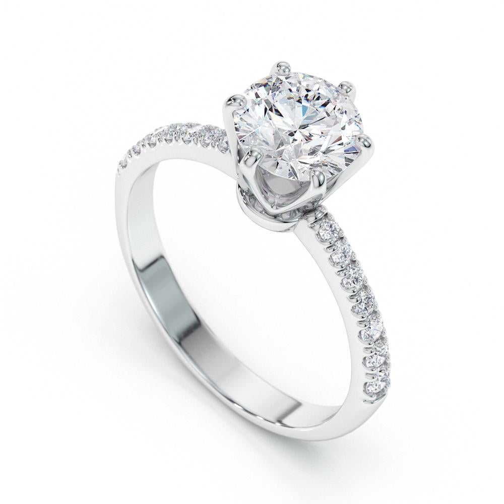 1.41 CT GIA Certified Solitaire Diamond Classic 6 Prong Engagement Ring in 18K 2
