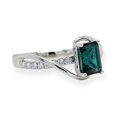 1.41 Carat Tourmaline Round Diamond White Gold Ring