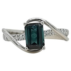 1.41 Carat Tourmaline Round Diamond White Gold Ring