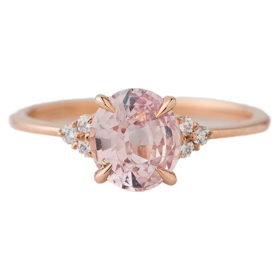 GIA Certified 1.41 Carat Natural Oval Pink Sapphire Diamond Engagement Ring  For Sale