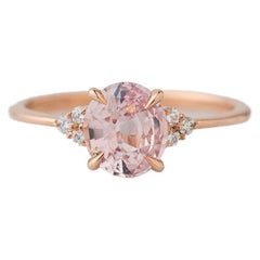 GIA Certified 1.41 Carat Natural Oval Pink Sapphire Diamond Engagement Ring 