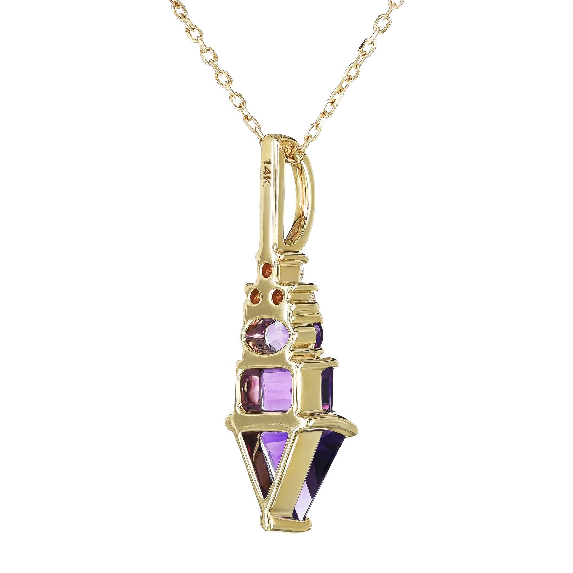 Anhänger mit 1,41 Karat Amethyst-Diamanten in 14K Gelbgold gefasst (Gemischter Schliff) im Angebot