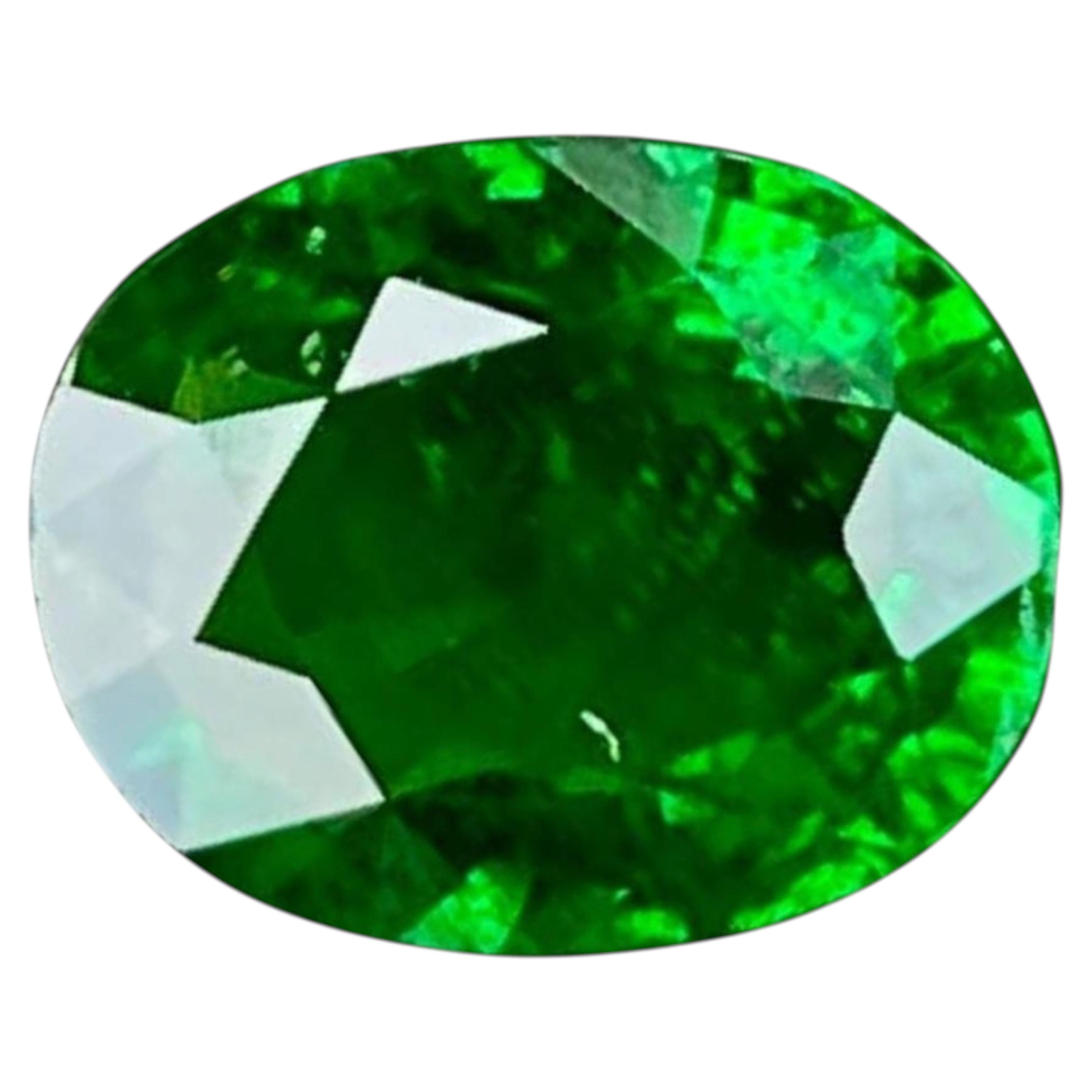 1.41 carats Green Tsavorite Garnet Stone Oval Cut Kenyan Gemstone