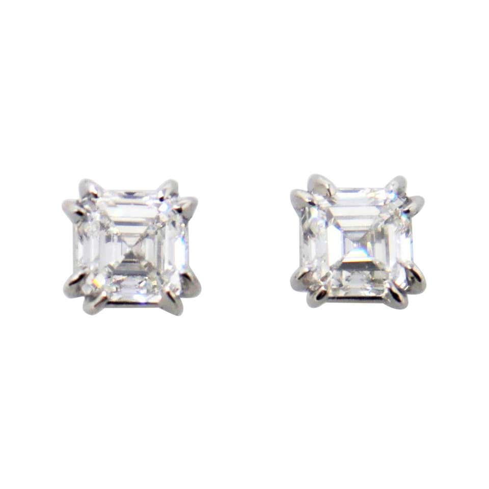 Glamorous 9.58 Carat Total Emerald Cut Diamond Earrings at 1stDibs