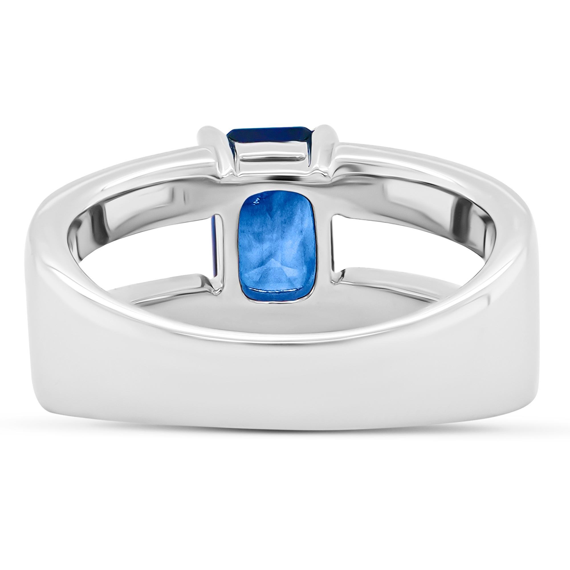 1,41 Karat Lebendiger Blauer Saphir und Diamant Brücken-Design Einzigartiger Solitär-Ring (Anglo-indisch) im Angebot