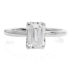 1.41 Ct GIA Emerald Cut Diamond Solitaire Engagement Ring
