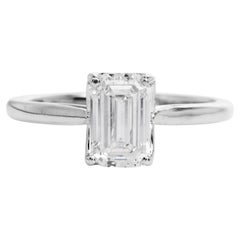 1.41 Ct GIA Emerald Cut Diamond Solitaire Engagement Ring