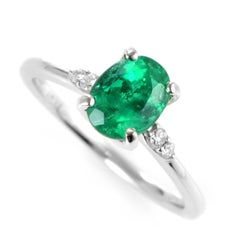 1.41 ct Natural Muzo Green Colombian Emerald and Diamond Ring Made in Platinum