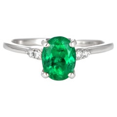 1.41 ct Natural Muzo Green Colombian Emerald and Diamond Ring Made in Platinum