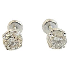 1.41 Ctw Diamond Natural Round Squareback Studs White Gold