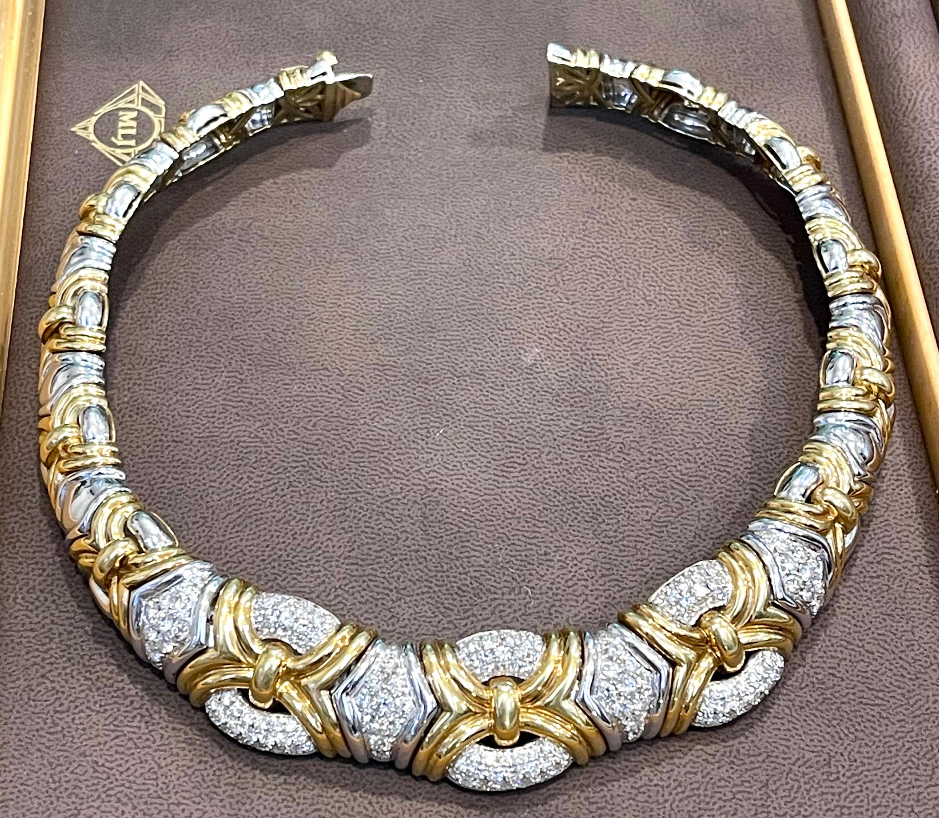 141 Gm 18kt zweifarbiges Gold & 8,5 Karat Diamant Choker/Kragen Halskette Nachlass 5