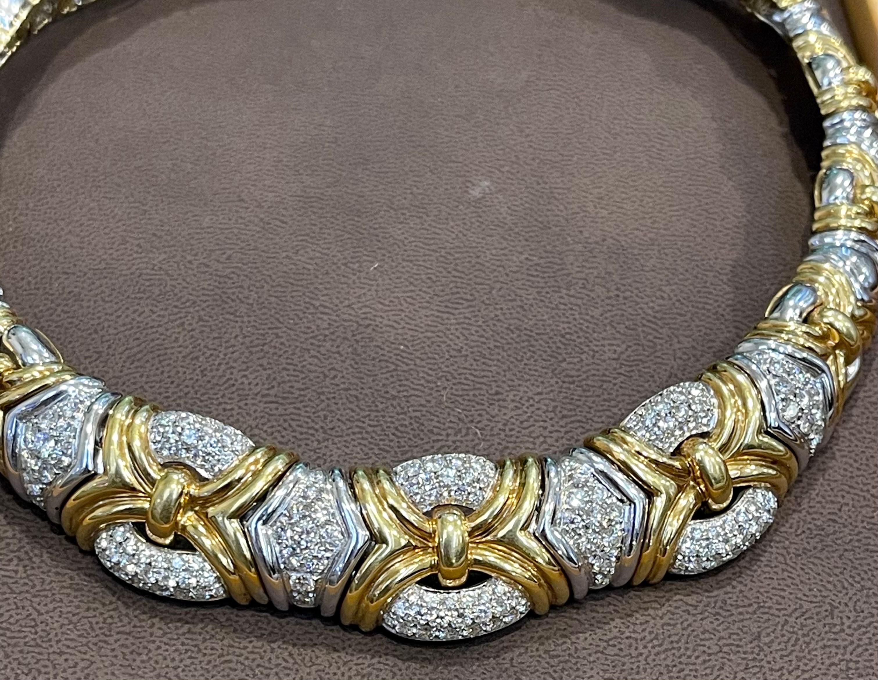 141 Gm 18kt zweifarbiges Gold & 8,5 Karat Diamant Choker/Kragen Halskette Nachlass 7