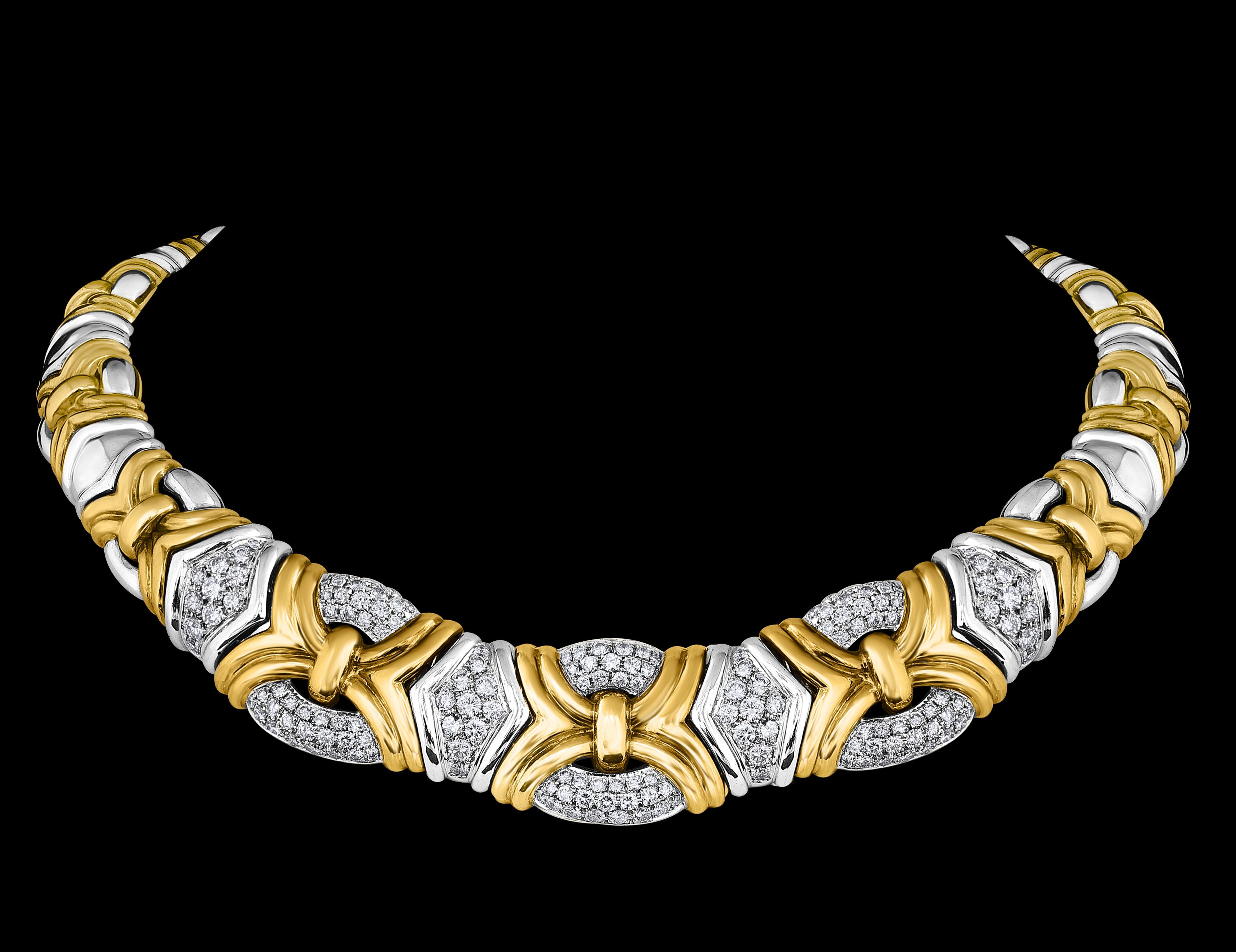141 Gm 18kt zweifarbiges Gold & 8,5 Karat Diamant Choker/Kragen Halskette Nachlass 11