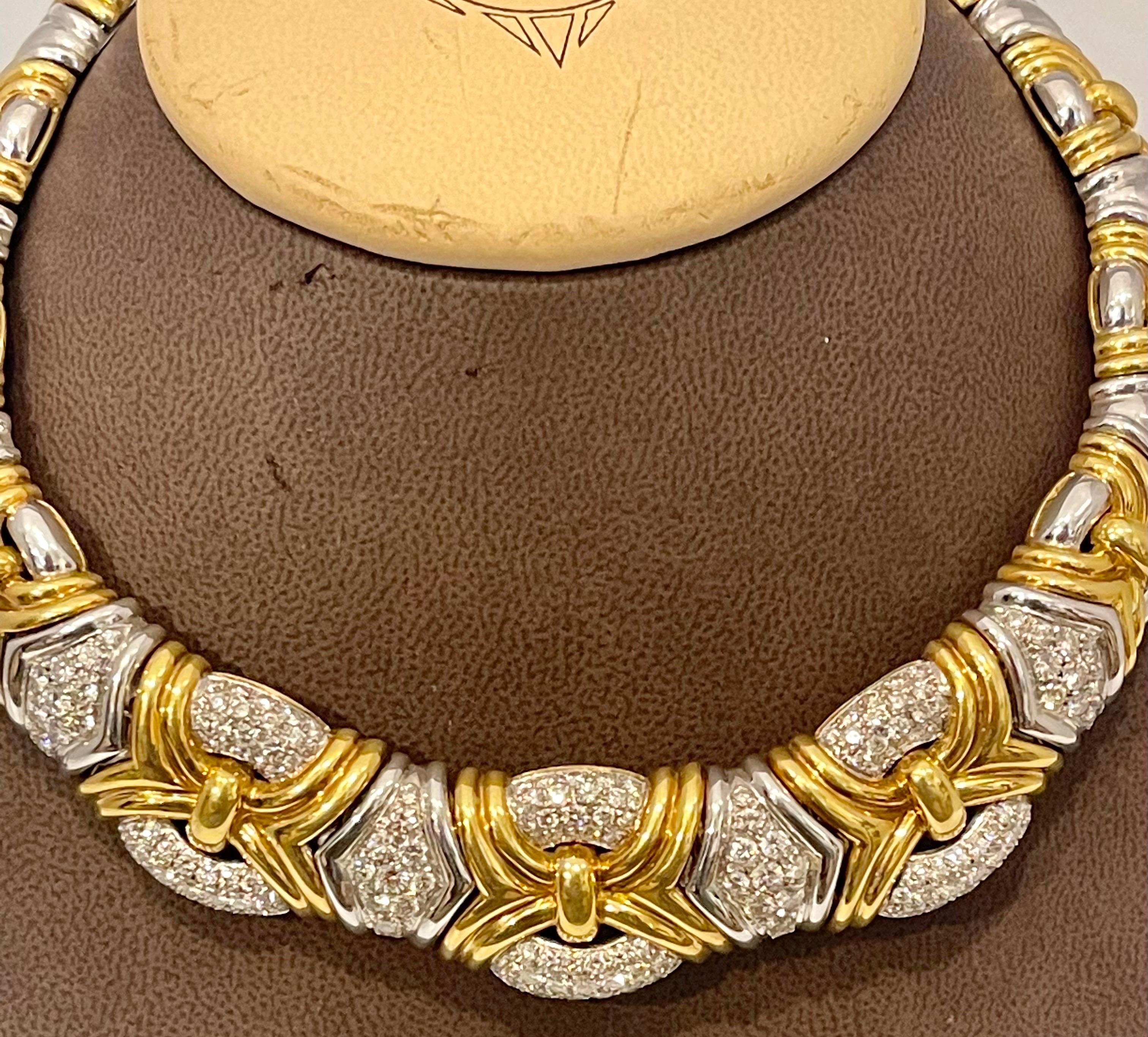 141 Gm 18kt zweifarbiges Gold & 8,5 Karat Diamant Choker/Kragen Halskette Nachlass 1