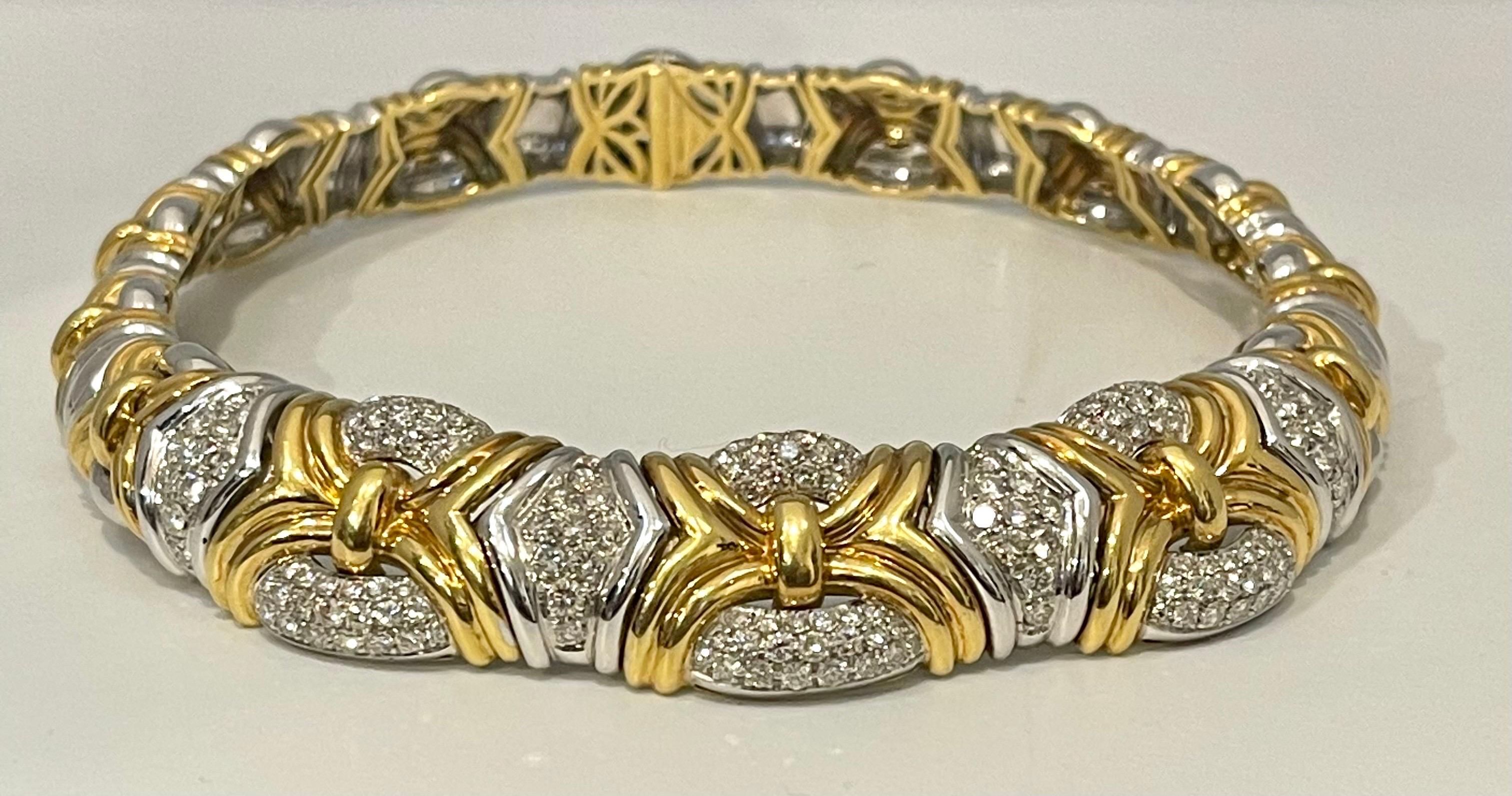 141 Gm 18kt zweifarbiges Gold & 8,5 Karat Diamant Choker/Kragen Halskette Nachlass 2