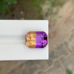 14.10 Carat Natural Loose Bi Color Ametrine Stone Emerald Cut Brazilian Gemstone