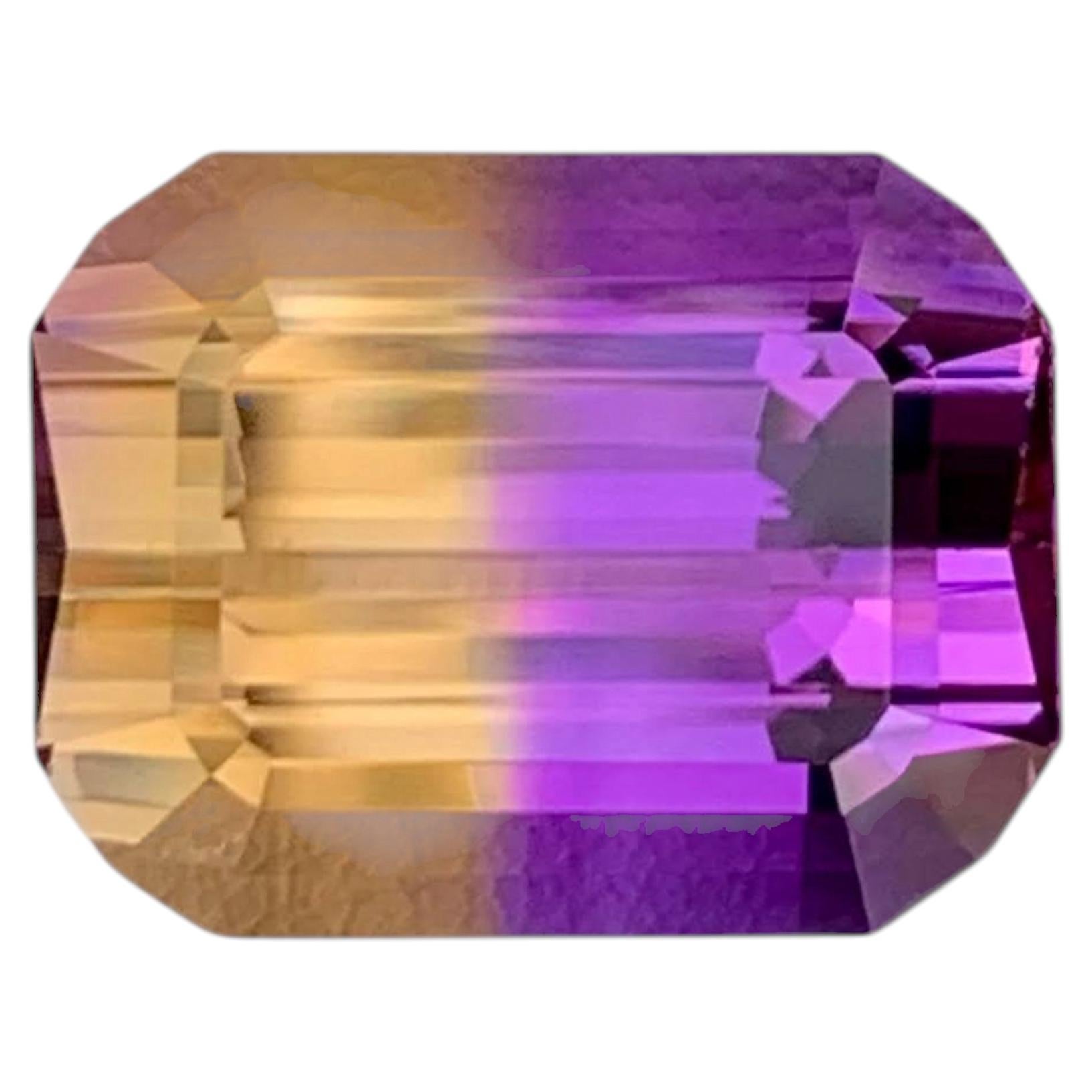 14.10 Carat Natural Loose Bi Color Ametrine Stone Emerald Cut Brazilian Gemstone