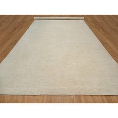 14'10"x22'8" Ivory Modern Plain Design Lori Buft Gabbeh Hand Knotted Wool XL Rug