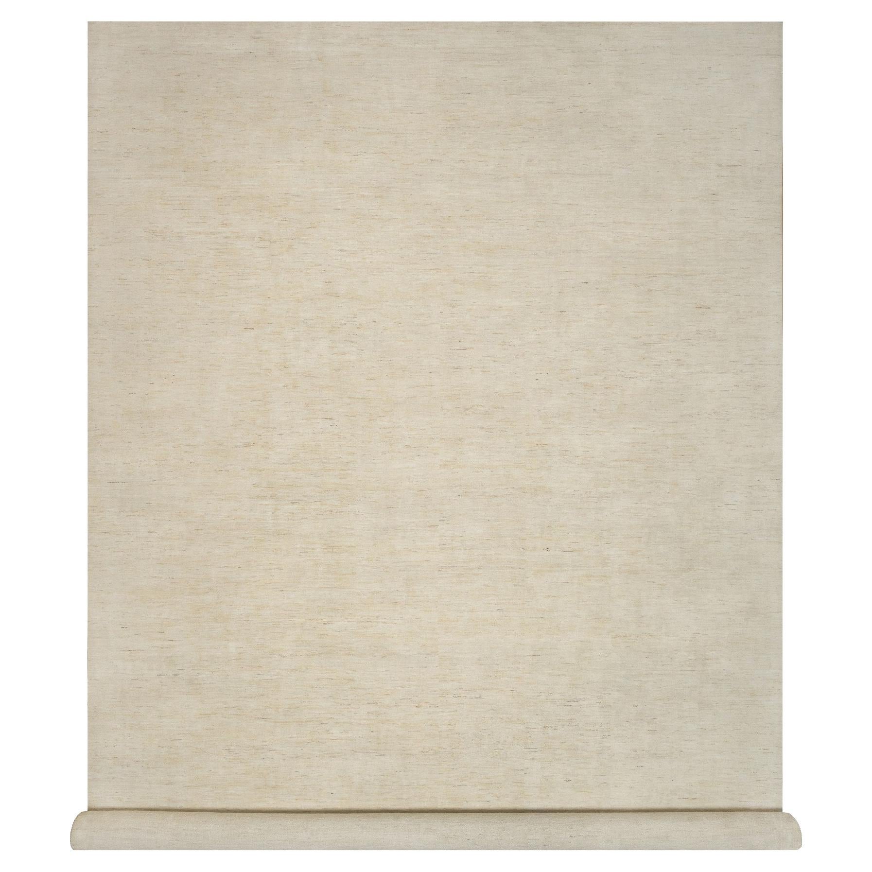 14
10"x22
8" Ivory Modern Plain Design Lori Buft Gabbeh Hand Knotted Wool XL Rug For Sale