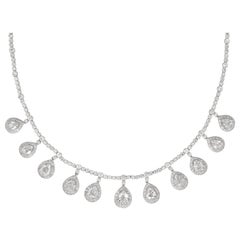 14.11 Carat Old Pear Cut Diamond Dangling Necklace 18 Karat White Gold