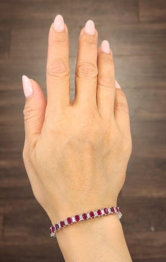 Pulsera de Rubí de Birmania Natural y Diamantes de 14,11 ct