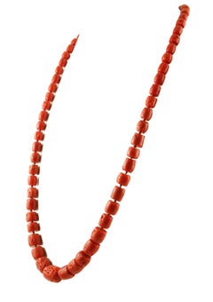 141.1 g Big Red Coral Long/Multi-Strand Retrò Necklace