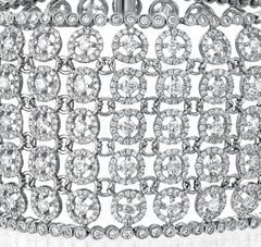 14.12 Carat Natural Diamond Lace Array Cuff Bracelet in 18k White Gold ref203