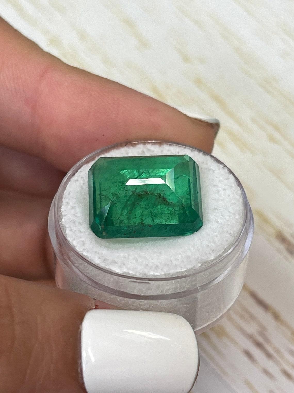 14,13 Karat 16,5x13 Medium Grüner sambischer Smaragd im Smaragdschliff Mai Geburtsstein im Smaragdschliff im Angebot 1
