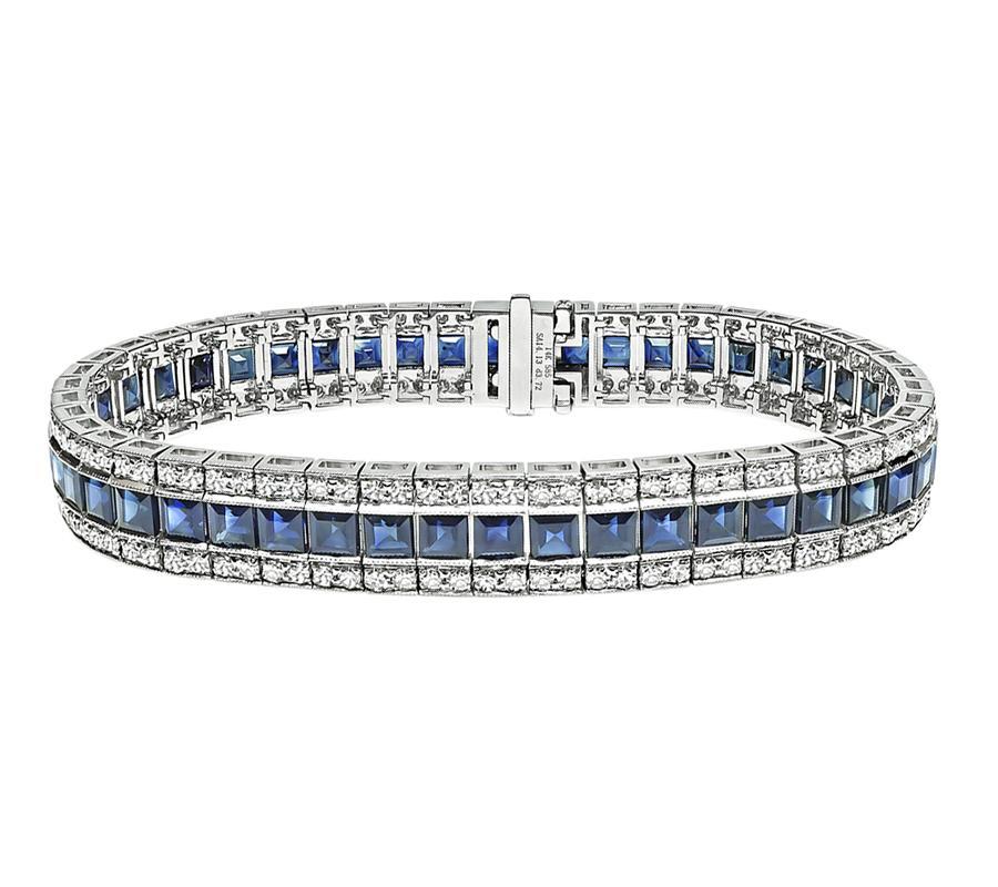 Taille carrée 14.13ct Saphir 3.72ct Diamant Bracelet en vente